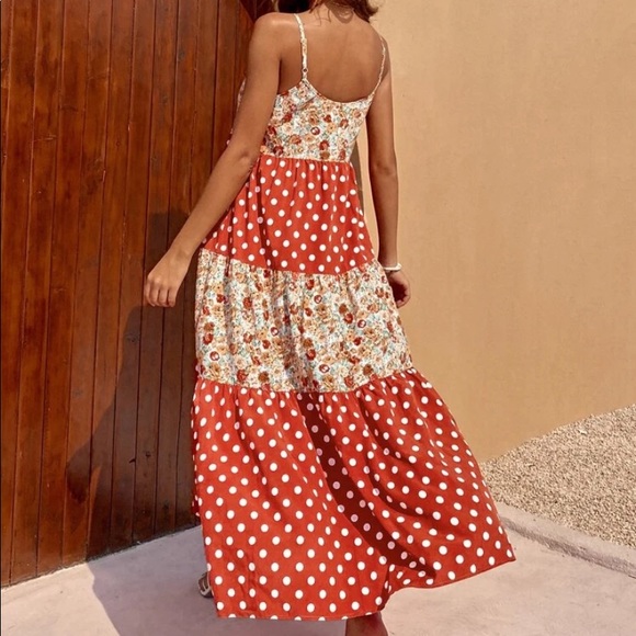Boho floral and polka dot cami maxi dress - Picture 2 of 7
